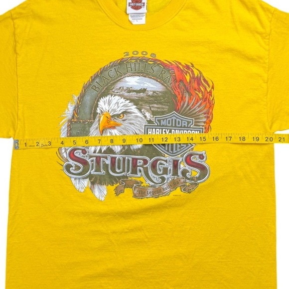 Harley Davidson Sturgis Black Hills Rally 2008 Yellow T Shirt Large USA - Picture 7 of 8